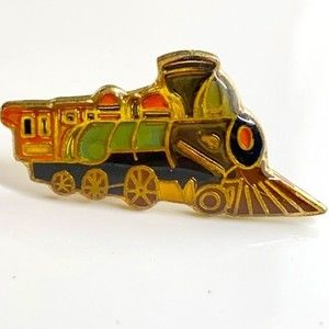 Vintage Locomotive Train Lapel Pin Pinback hat‎ vest backpack pin 80’s train